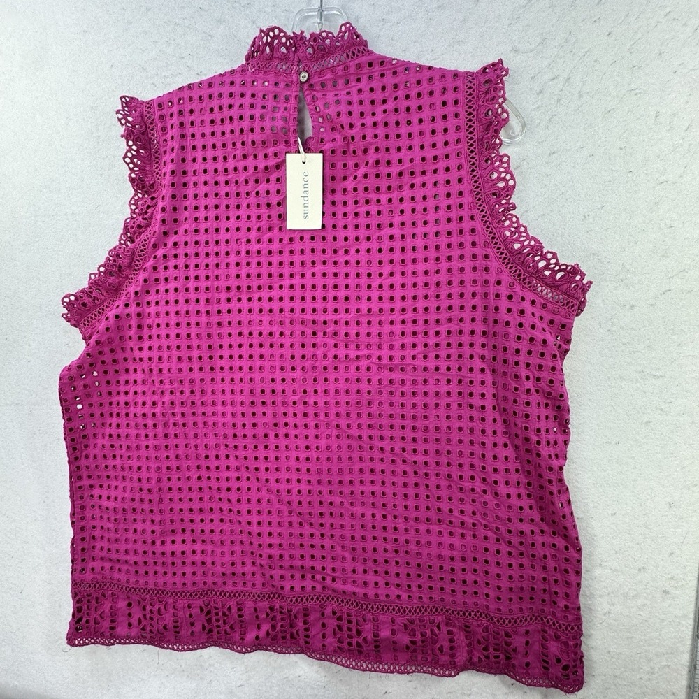 New $108 Sundance Lyra Eyelet Boho Sleeveless Blouse Top Women's XL Fuscia Pink - Picture 10 of 13